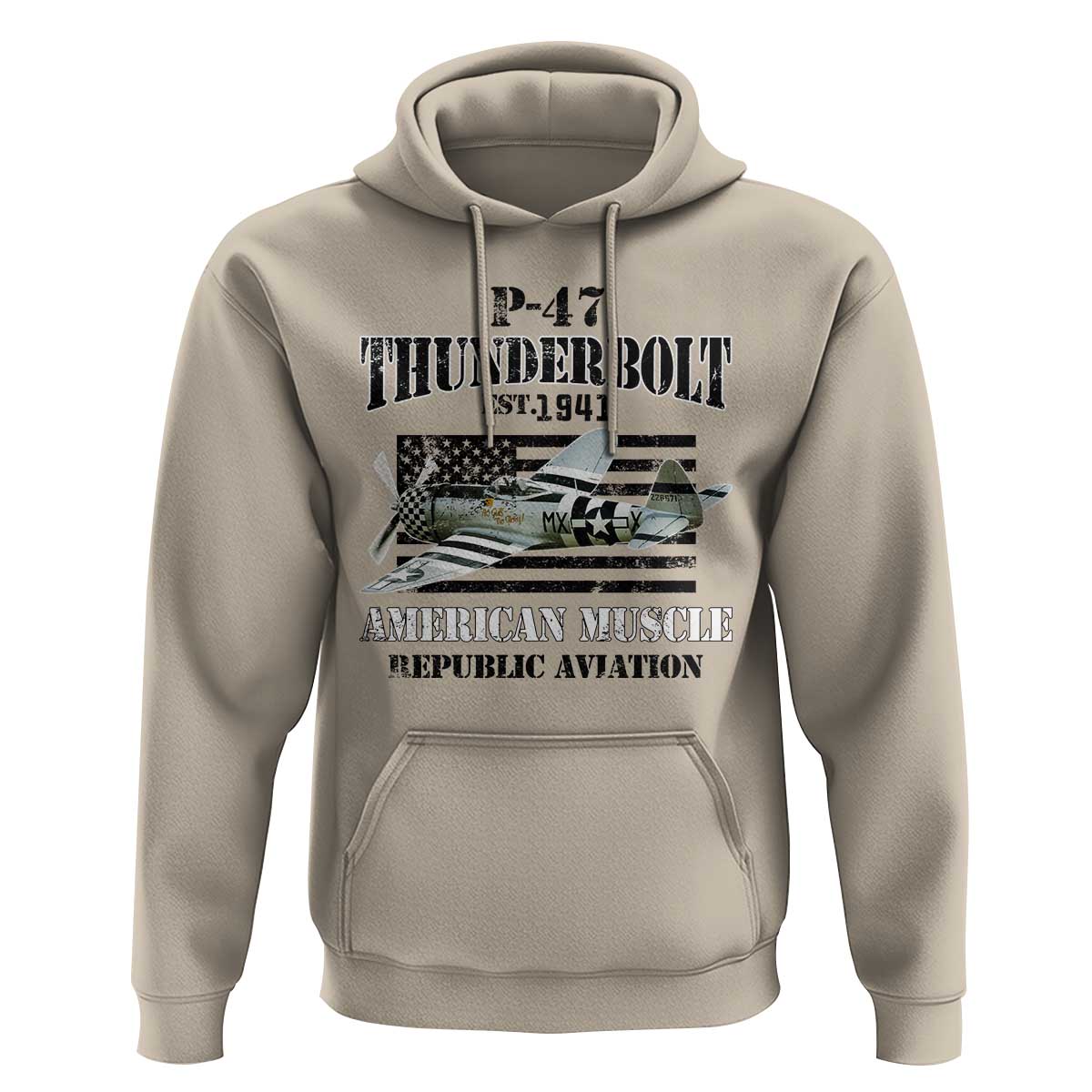 P-47 Thunderbolt WWII Airplane Hoodie American Muscle Vintage