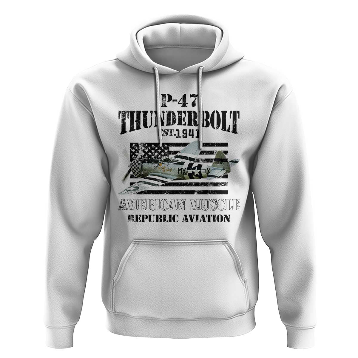 P-47 Thunderbolt WWII Airplane Hoodie American Muscle Vintage