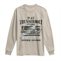 P-47 Thunderbolt WWII Airplane Long Sleeve Shirt American Muscle Vintage