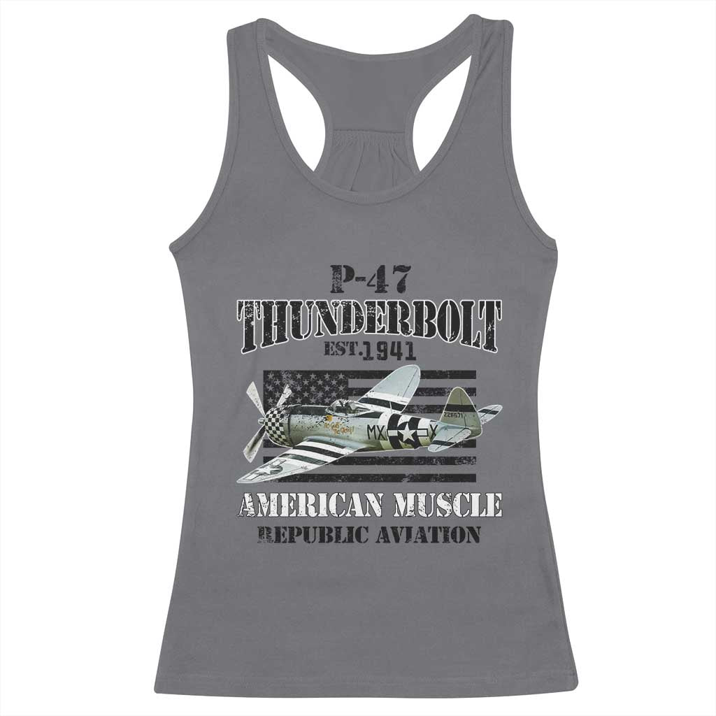 P-47 Thunderbolt WWII Airplane Racerback Tank Top American Muscle Vintage