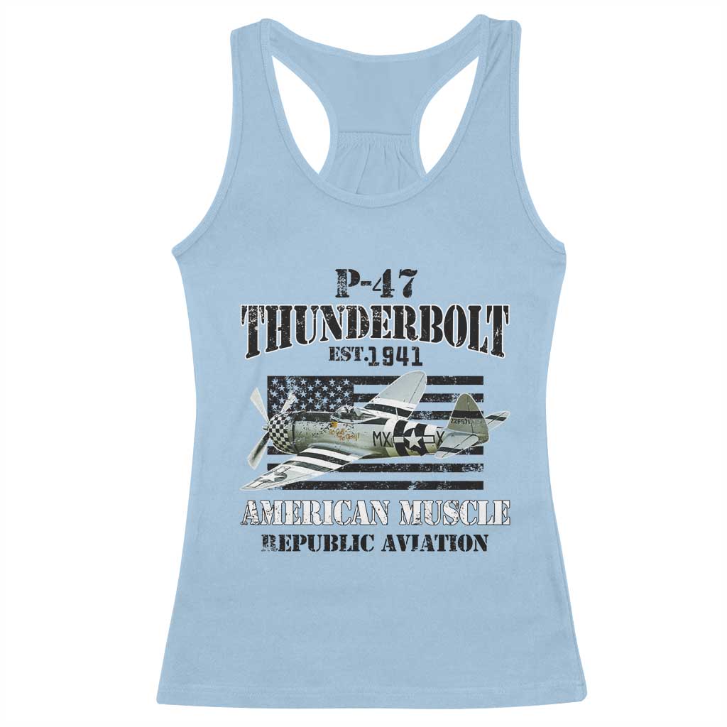 P-47 Thunderbolt WWII Airplane Racerback Tank Top American Muscle Vintage