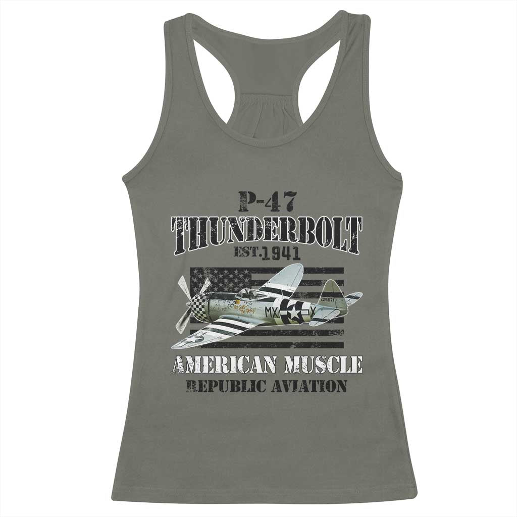P-47 Thunderbolt WWII Airplane Racerback Tank Top American Muscle Vintage