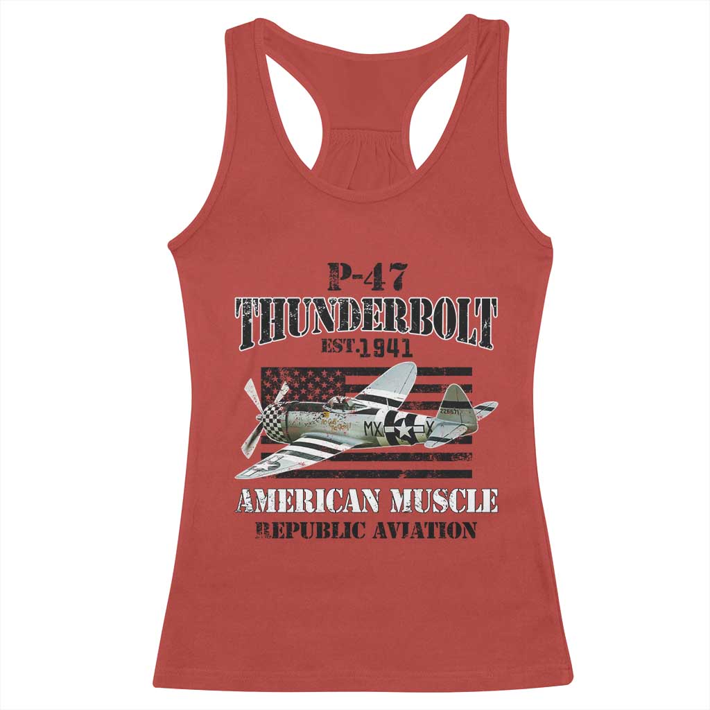 P-47 Thunderbolt WWII Airplane Racerback Tank Top American Muscle Vintage