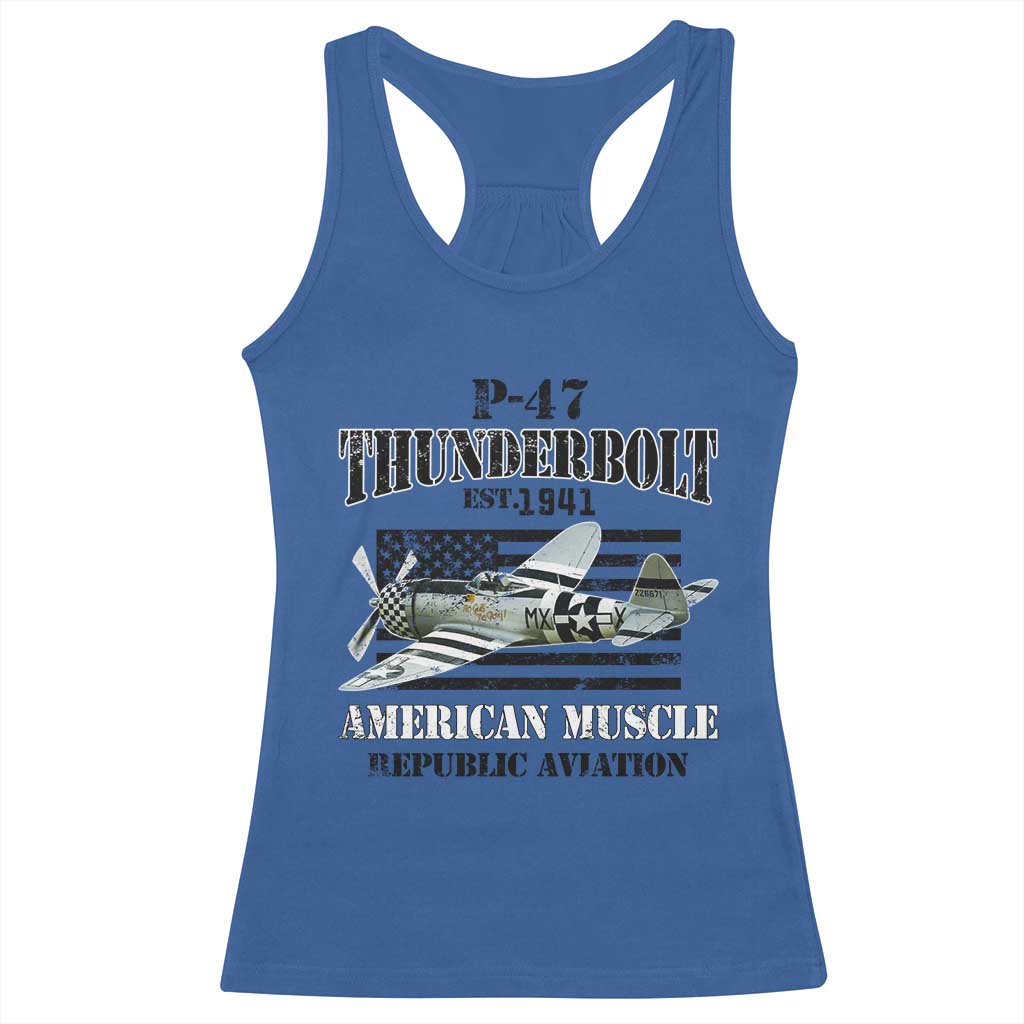 P-47 Thunderbolt WWII Airplane Racerback Tank Top American Muscle Vintage