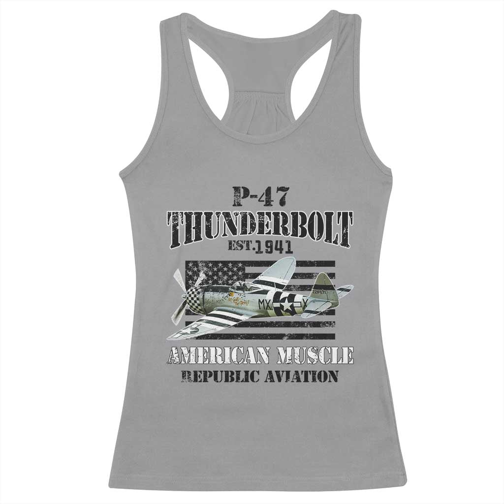 P-47 Thunderbolt WWII Airplane Racerback Tank Top American Muscle Vintage