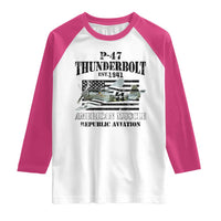 P-47 Thunderbolt WWII Airplane Raglan Shirt American Muscle Vintage