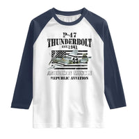 P-47 Thunderbolt WWII Airplane Raglan Shirt American Muscle Vintage