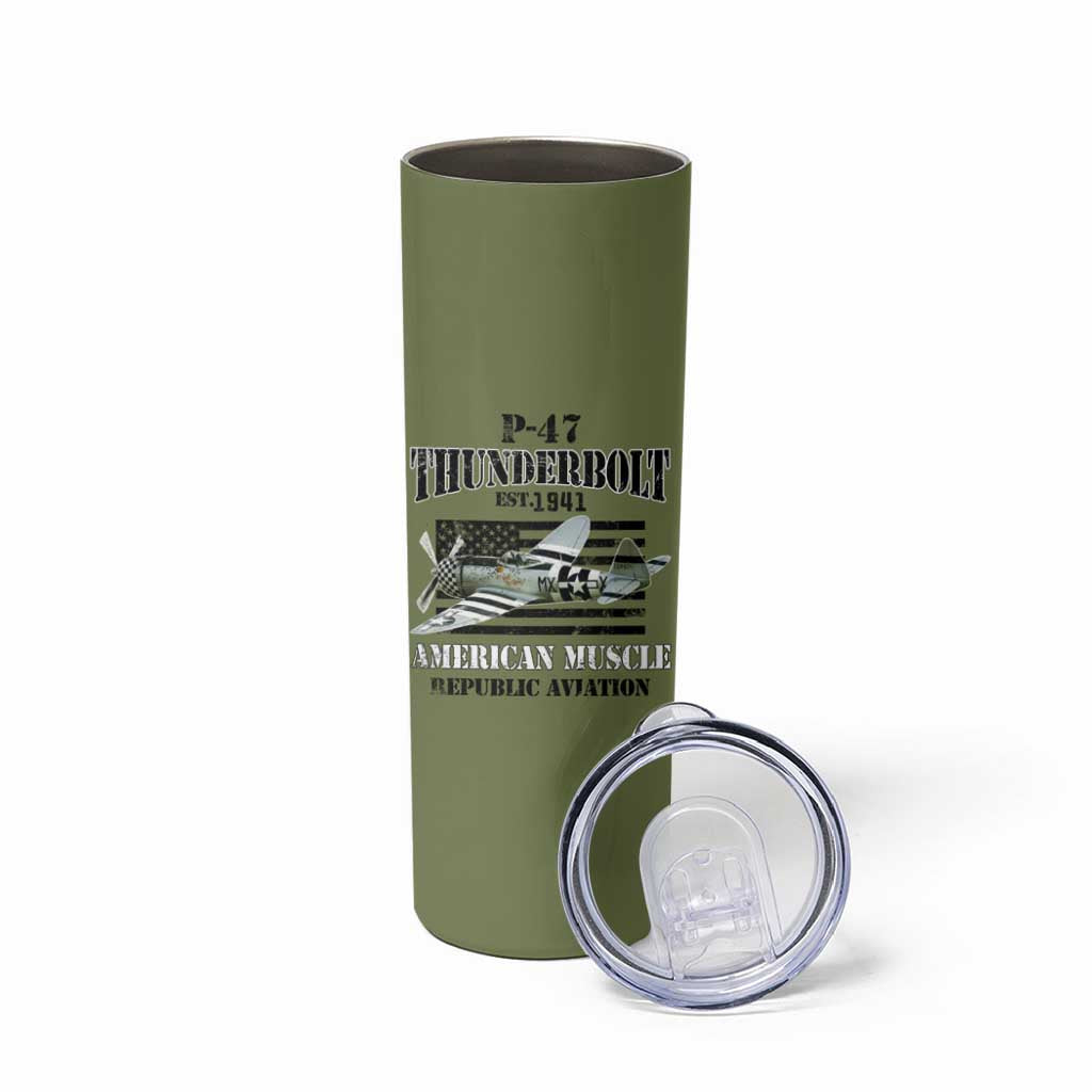 P-47 Thunderbolt WWII Airplane Skinny Tumbler American Muscle Vintage