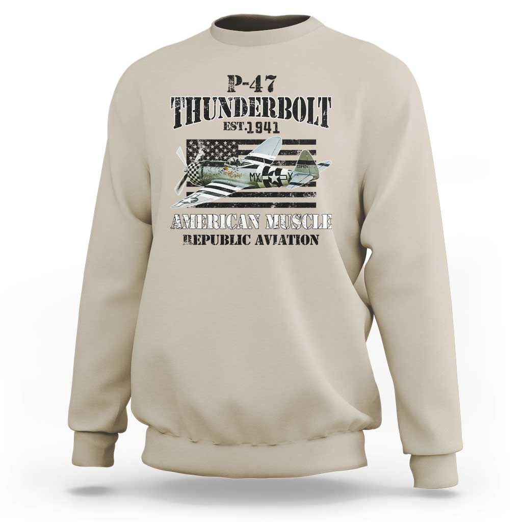 P-47 Thunderbolt WWII Airplane Sweatshirt American Muscle Vintage