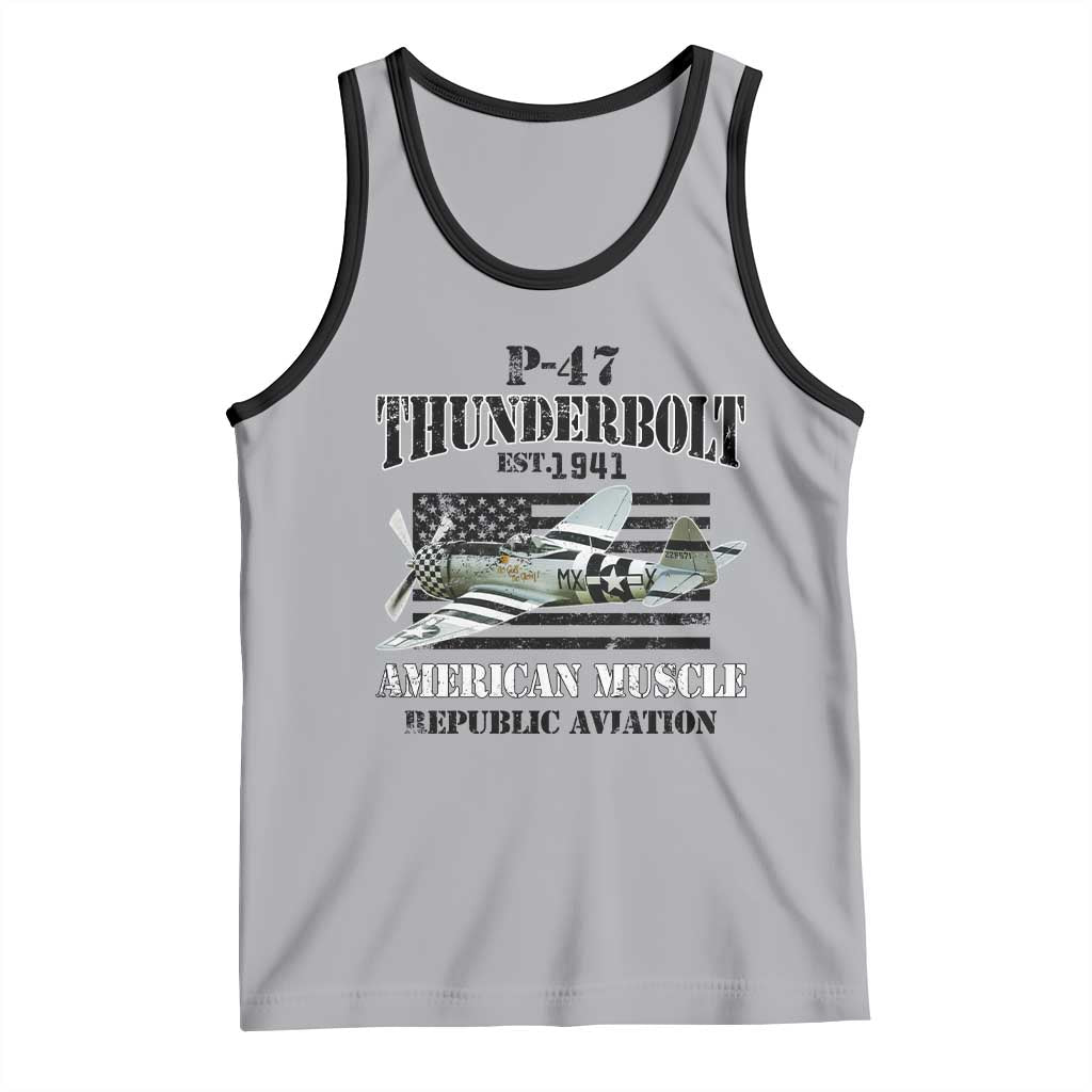P-47 Thunderbolt WWII Airplane Tank Top American Muscle Vintage