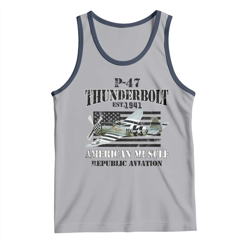 P-47 Thunderbolt WWII Airplane Tank Top American Muscle Vintage