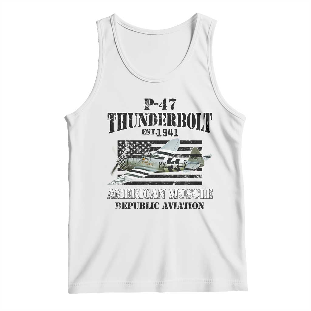 P-47 Thunderbolt WWII Airplane Tank Top American Muscle Vintage
