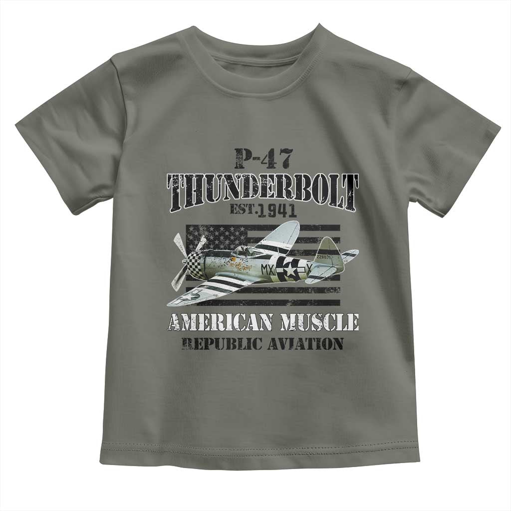 P-47 Thunderbolt WWII Airplane Toddler T Shirt American Muscle Vintage