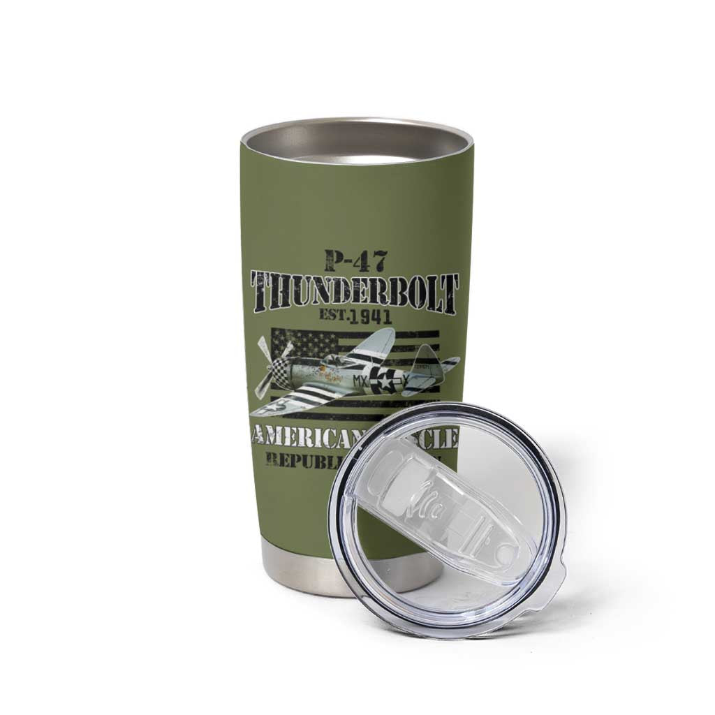 P-47 Thunderbolt WWII Airplane Tumbler Cup American Muscle Vintage