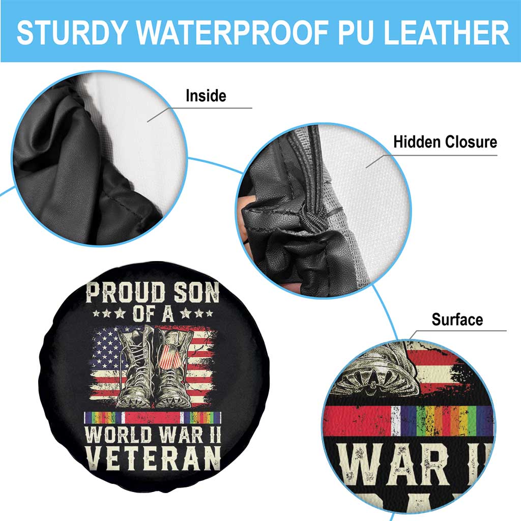 Proud Son Of World War 2 Veteran Spare Tire Cover WWII Vet Pride