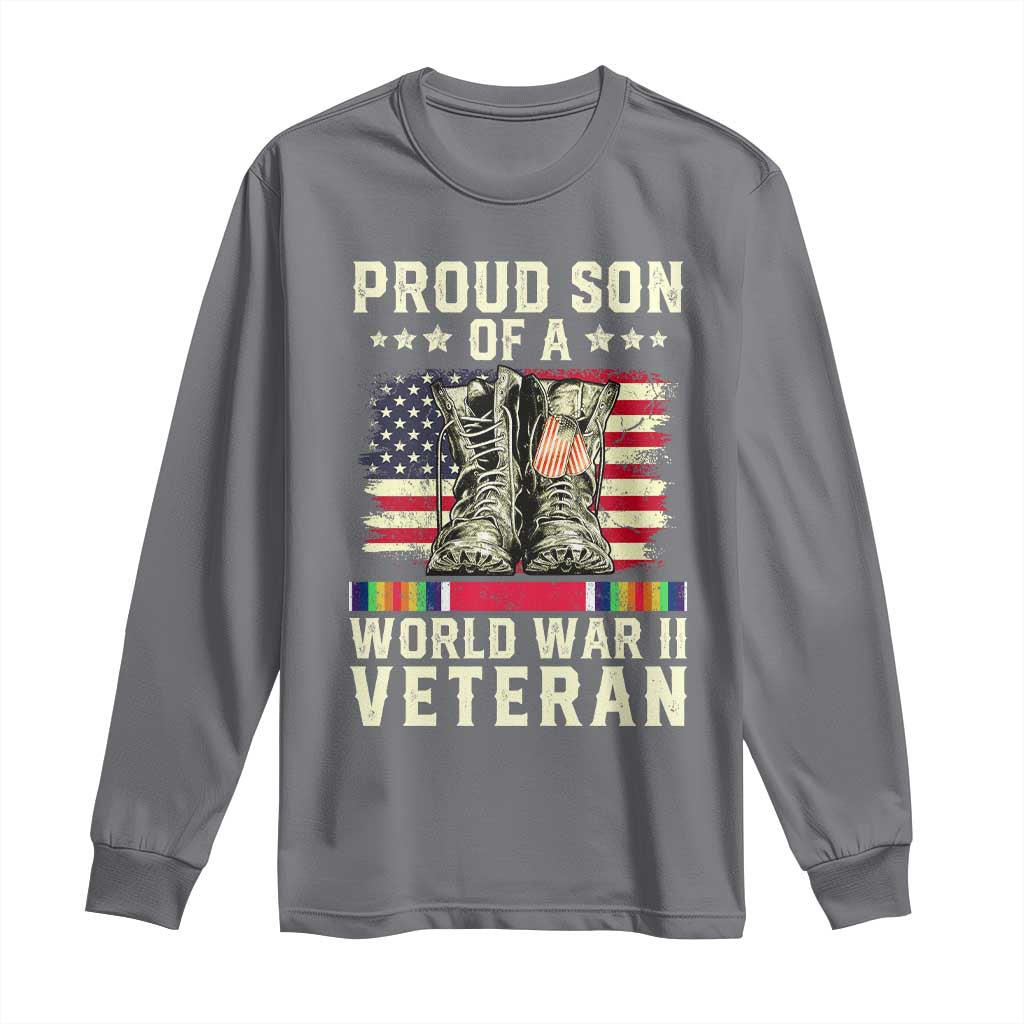 Proud Son Of World War 2 Veteran Long Sleeve Shirt WWII Vet Pride