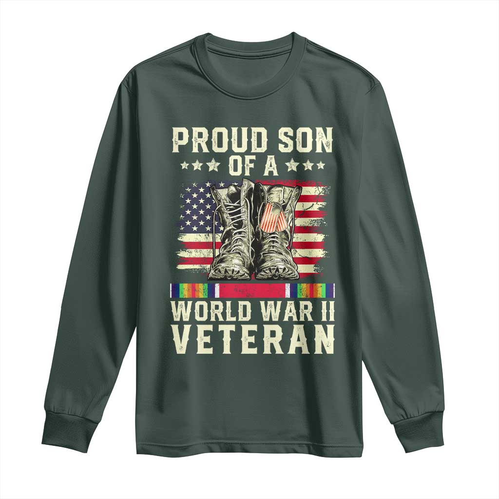 Proud Son Of World War 2 Veteran Long Sleeve Shirt WWII Vet Pride