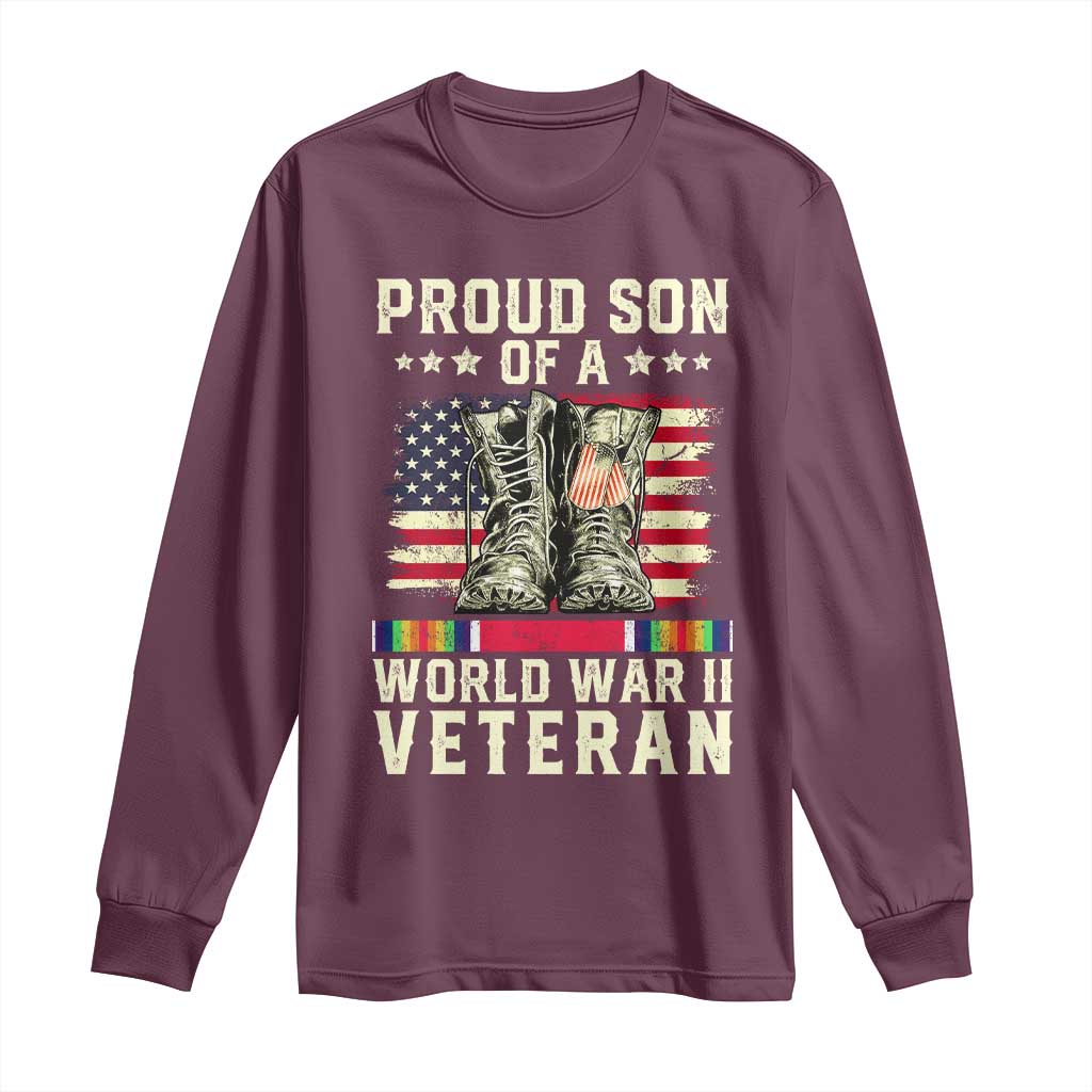 Proud Son Of World War 2 Veteran Long Sleeve Shirt WWII Vet Pride