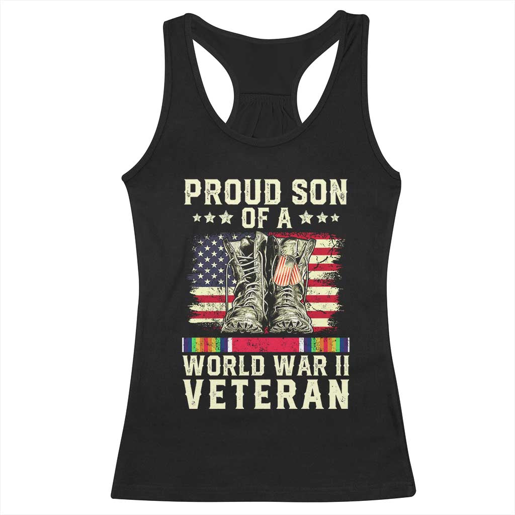 Proud Son Of World War 2 Veteran Racerback Tank Top WWII Vet Pride
