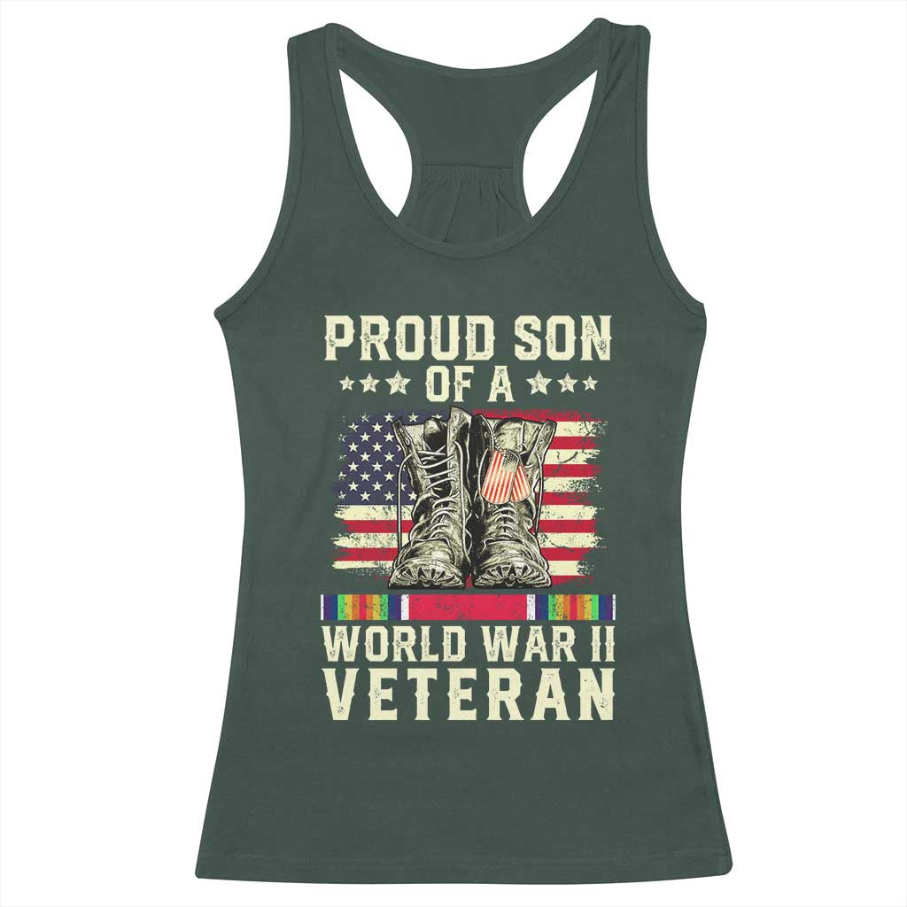 Proud Son Of World War 2 Veteran Racerback Tank Top WWII Vet Pride