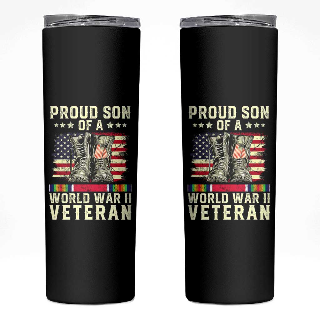 Proud Son Of World War 2 Veteran Skinny Tumbler WWII Vet Pride