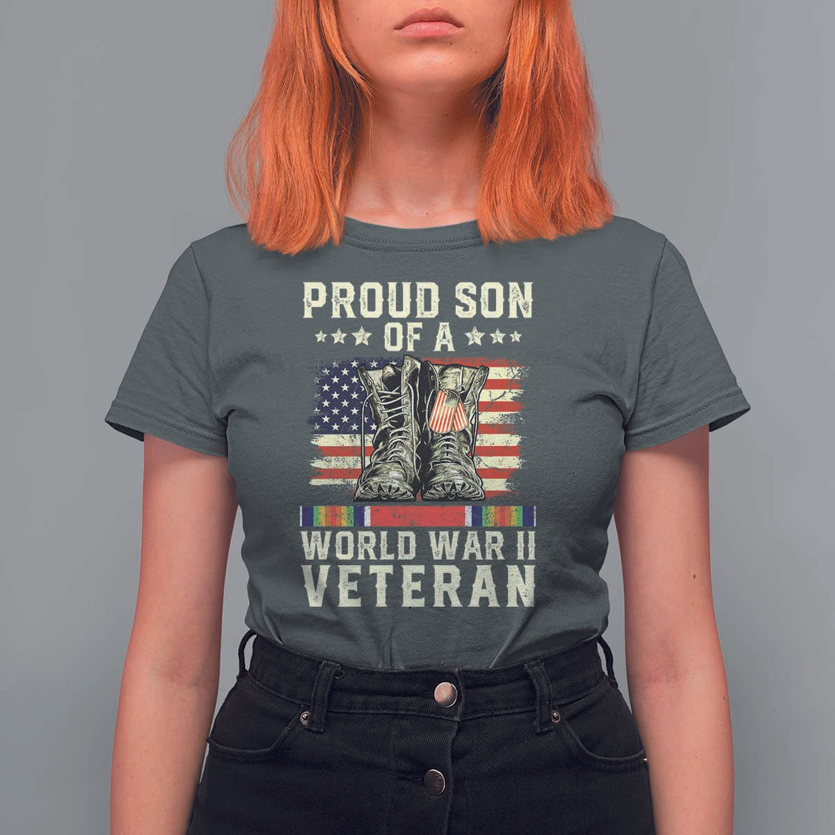 Proud Son Of World War 2 Veteran T Shirt For Women WWII Vet Pride