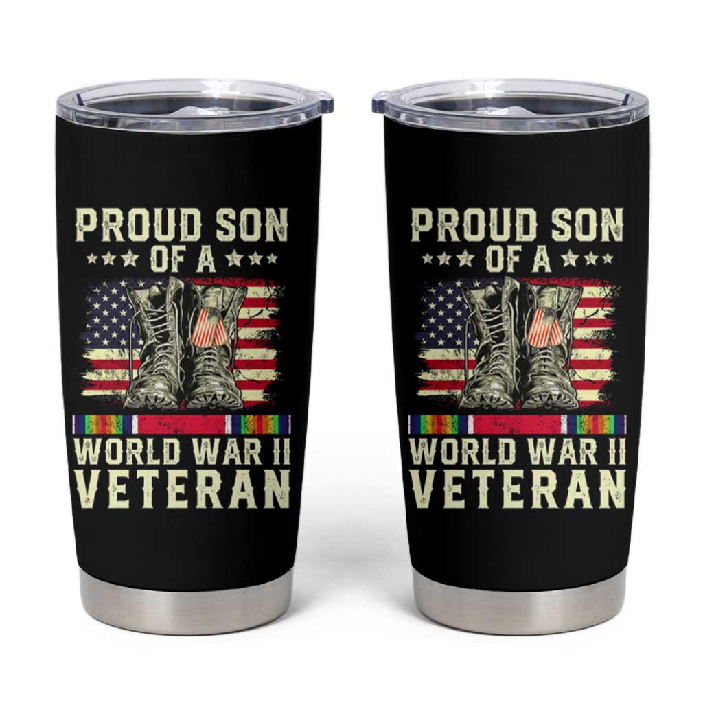 Proud Son Of World War 2 Veteran Tumbler Cup WWII Vet Pride