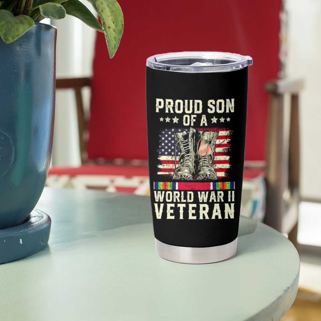 Proud Son Of World War 2 Veteran Tumbler Cup WWII Vet Pride