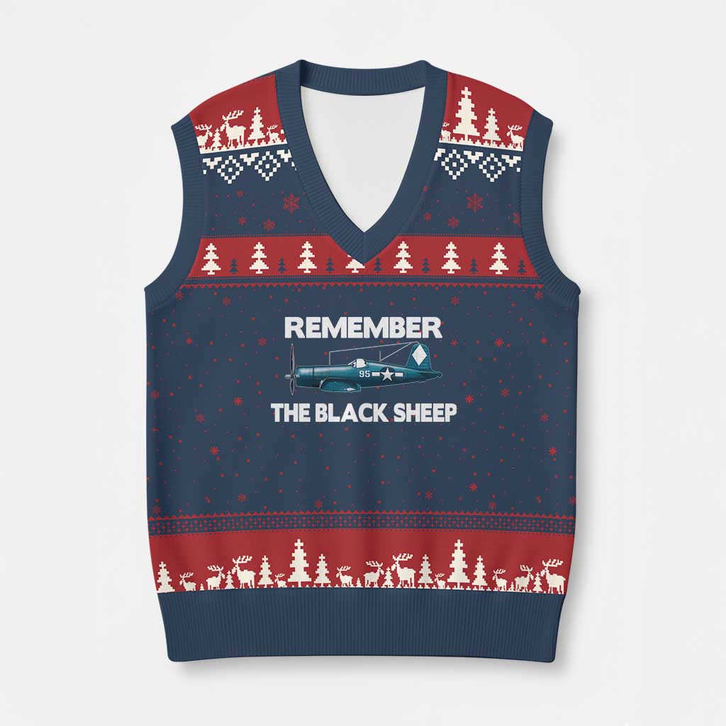 CORSAIR WWII HISTORY V-Neck Knit Sweater Vest Black Sheep Squadron Pilot - Wonder Print Shop