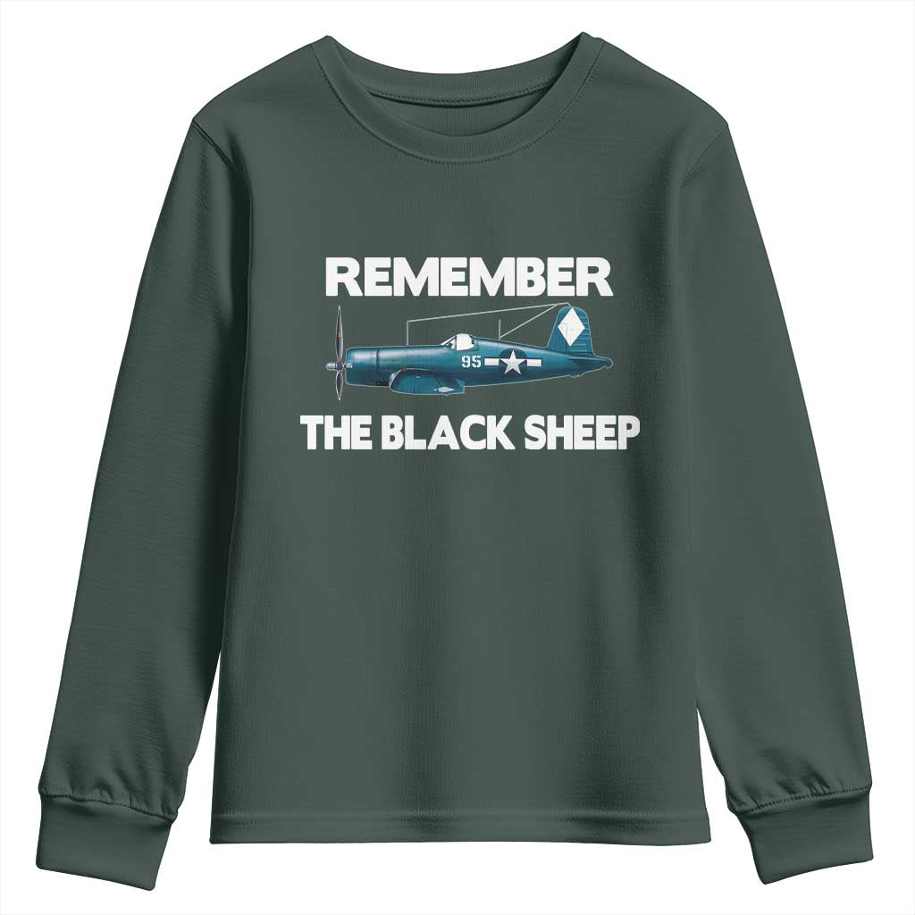 CORSAIR WWII HISTORY Youth Sweatshirt Black Sheep Squadron Pilot