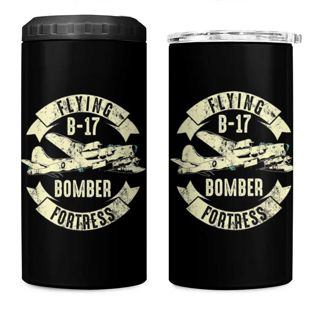 Vintage B-17 Bomber WW2 Aircraft 4 in 1 Can Cooler Tumbler Plane Aviation Fighter Airplane Retro Grunge