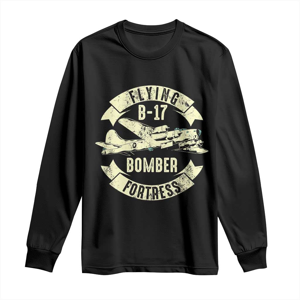 Vintage B-17 Bomber WW2 Aircraft Long Sleeve Shirt Plane Aviation Fighter Airplane Retro Grunge