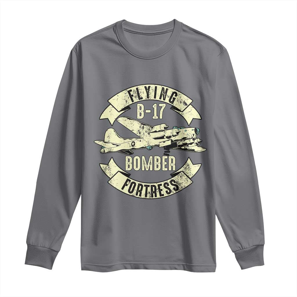 Vintage B-17 Bomber WW2 Aircraft Long Sleeve Shirt Plane Aviation Fighter Airplane Retro Grunge