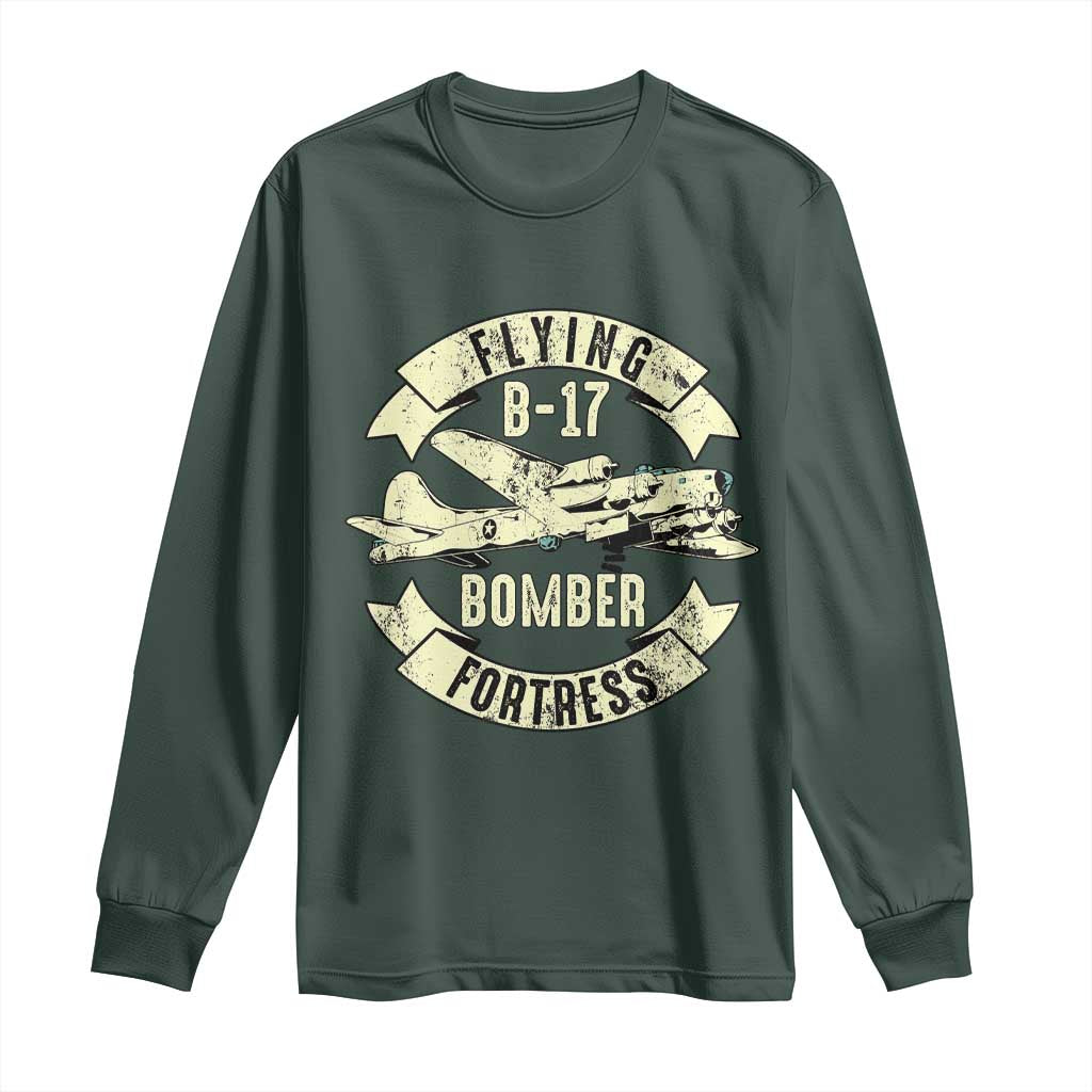 Vintage B-17 Bomber WW2 Aircraft Long Sleeve Shirt Plane Aviation Fighter Airplane Retro Grunge