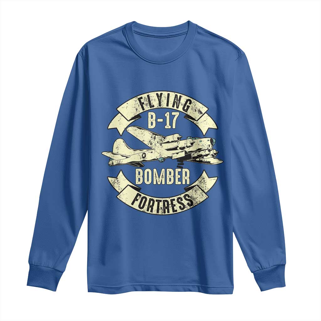 Vintage B-17 Bomber WW2 Aircraft Long Sleeve Shirt Plane Aviation Fighter Airplane Retro Grunge