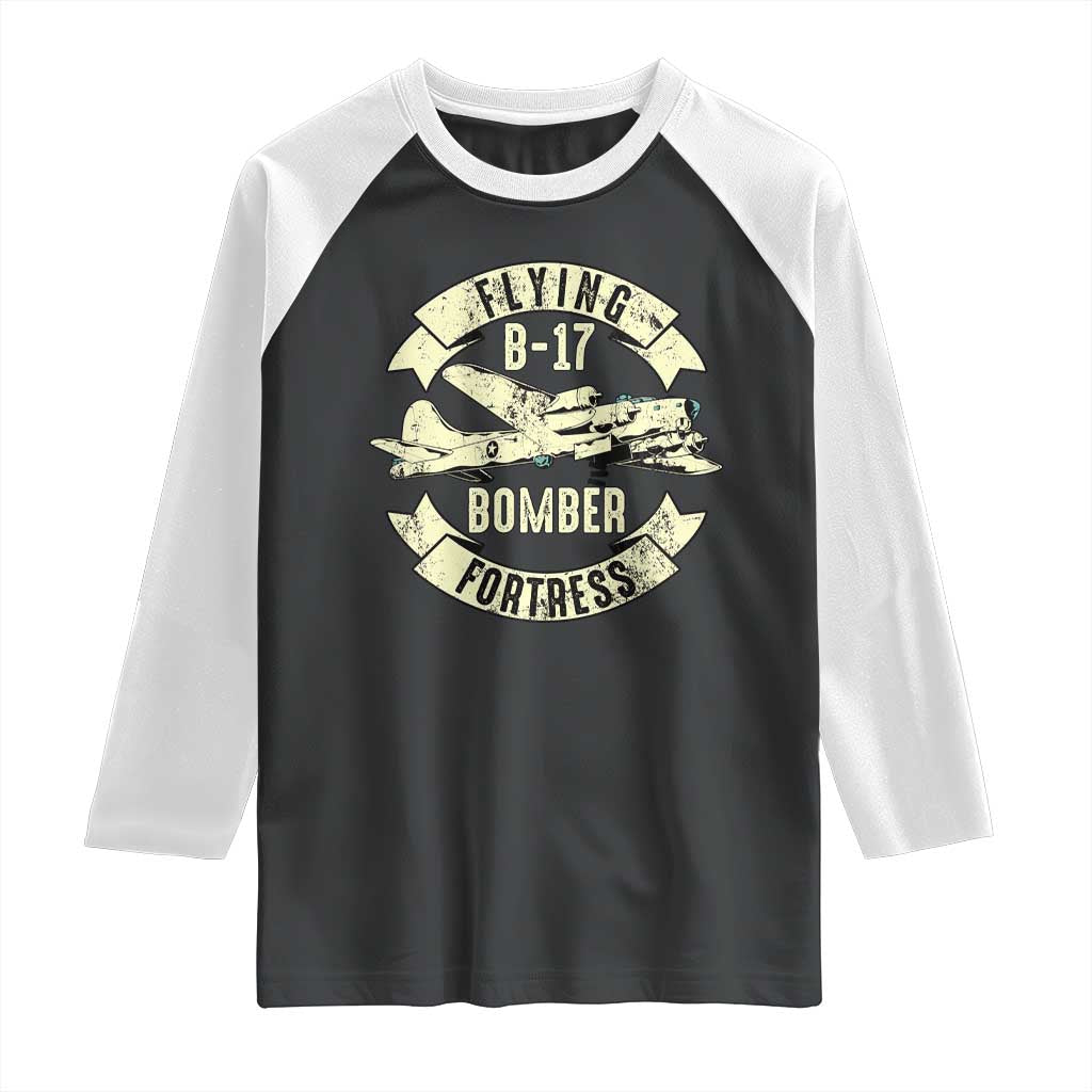 Vintage B-17 Bomber WW2 Aircraft Raglan Shirt Plane Aviation Fighter Airplane Retro Grunge