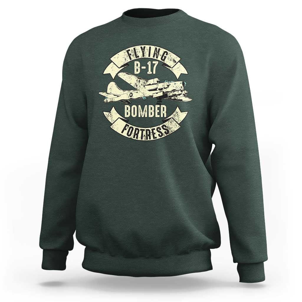 Vintage B-17 Bomber WW2 Aircraft Sweatshirt Plane Aviation Fighter Airplane Retro Grunge
