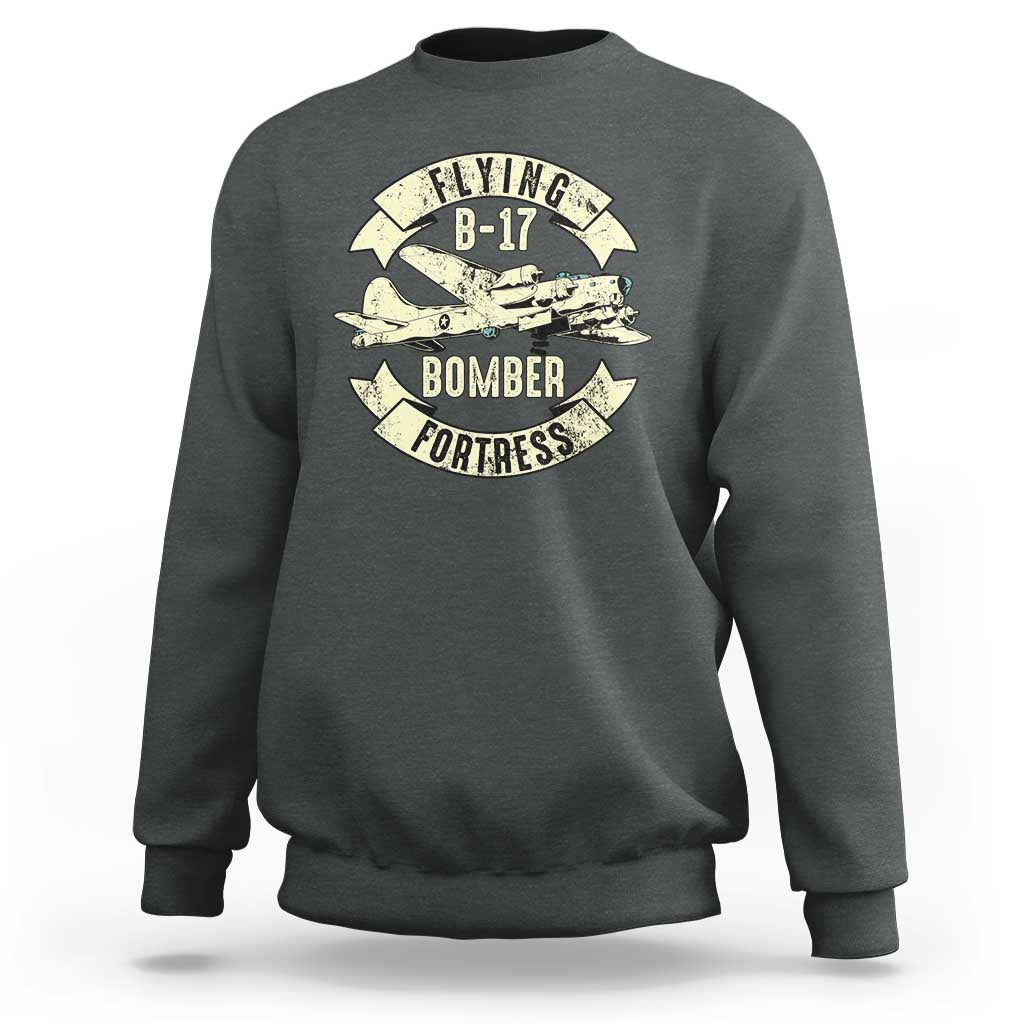 Vintage B-17 Bomber WW2 Aircraft Sweatshirt Plane Aviation Fighter Airplane Retro Grunge