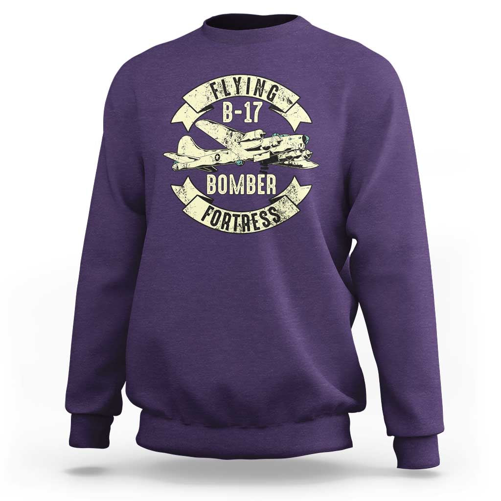 Vintage B-17 Bomber WW2 Aircraft Sweatshirt Plane Aviation Fighter Airplane Retro Grunge