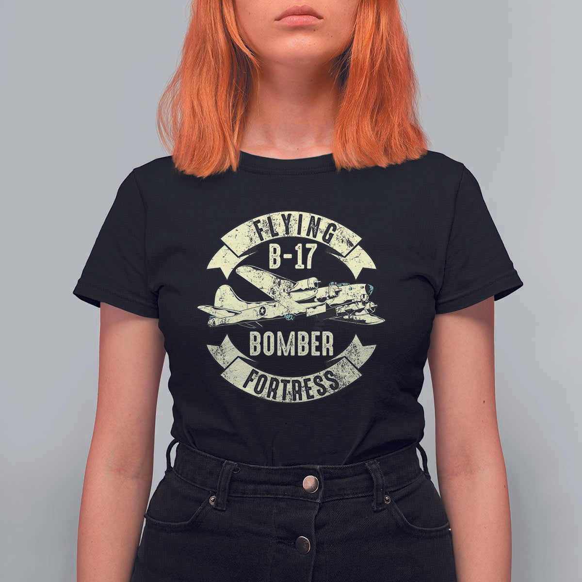 Vintage B-17 Bomber WW2 Aircraft T Shirt For Women Plane Aviation Fighter Airplane Retro Grunge