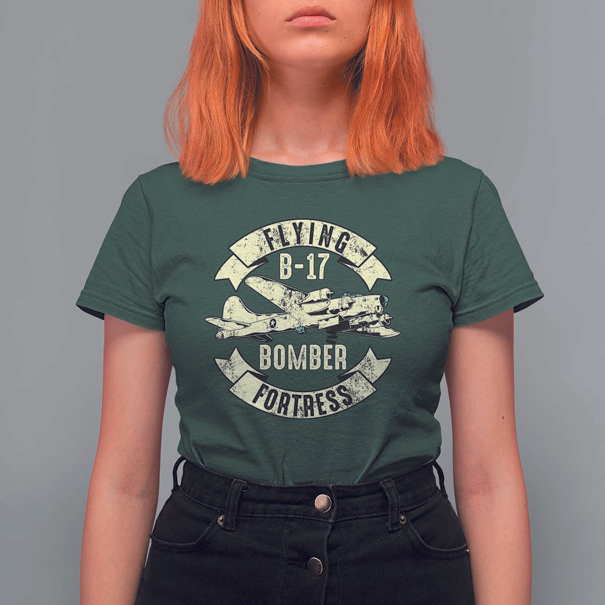 Vintage B-17 Bomber WW2 Aircraft T Shirt For Women Plane Aviation Fighter Airplane Retro Grunge