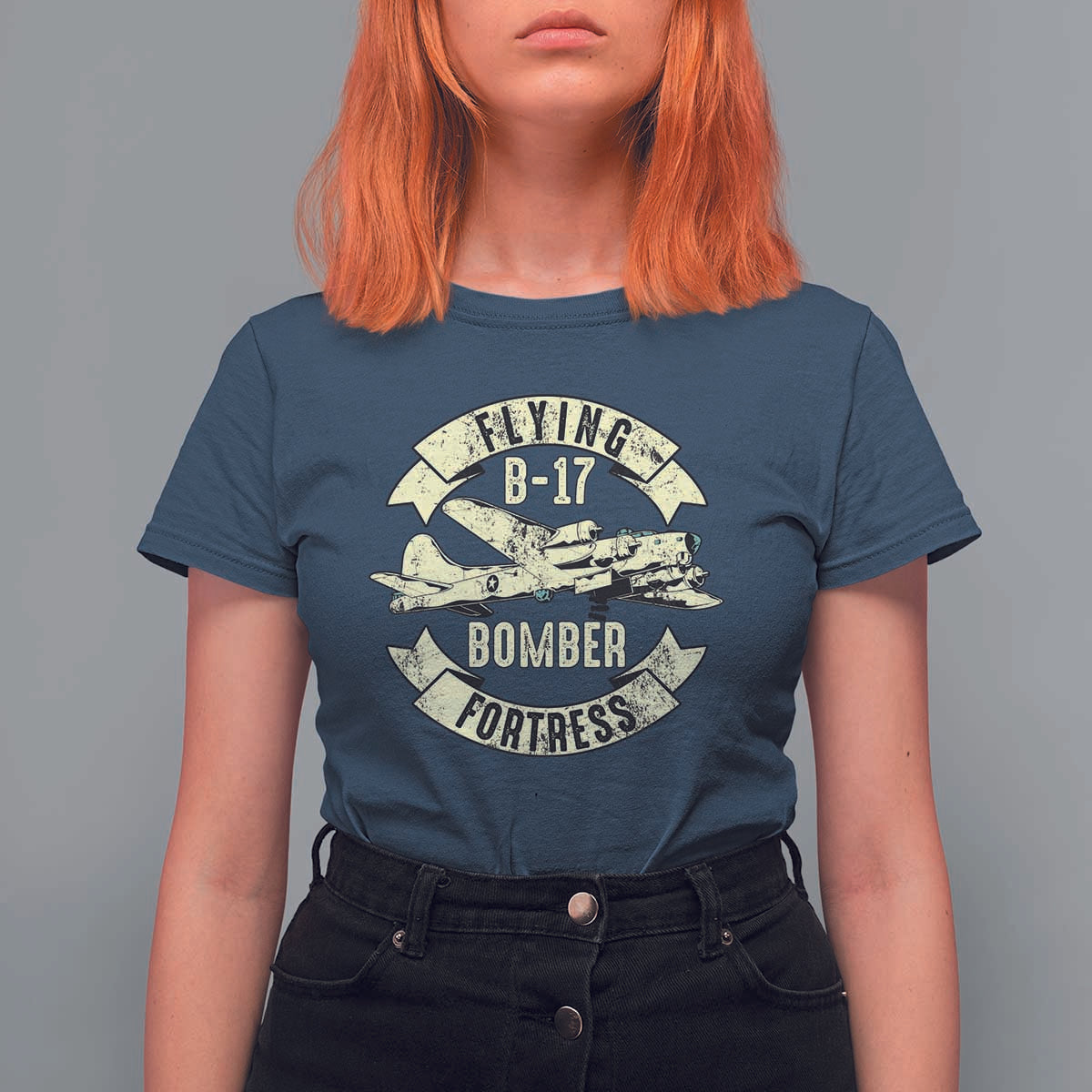 Vintage B-17 Bomber WW2 Aircraft T Shirt For Women Plane Aviation Fighter Airplane Retro Grunge