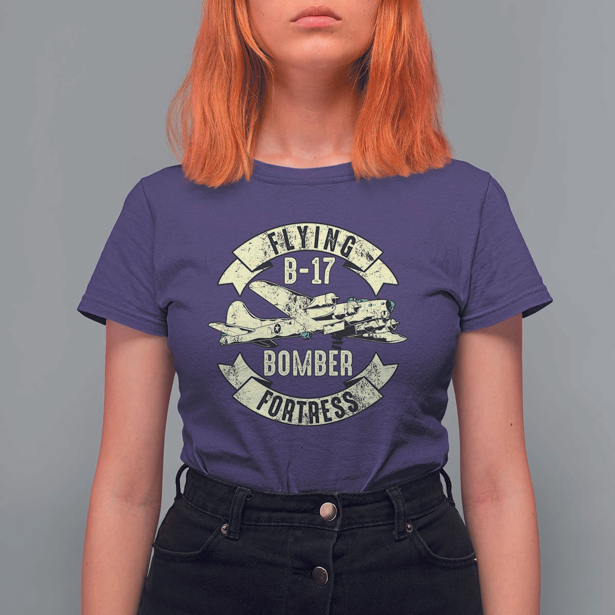 Vintage B-17 Bomber WW2 Aircraft T Shirt For Women Plane Aviation Fighter Airplane Retro Grunge