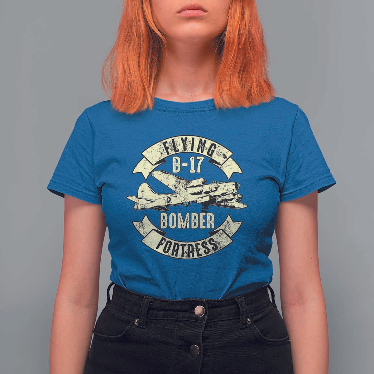 Vintage B-17 Bomber WW2 Aircraft T Shirt For Women Plane Aviation Fighter Airplane Retro Grunge