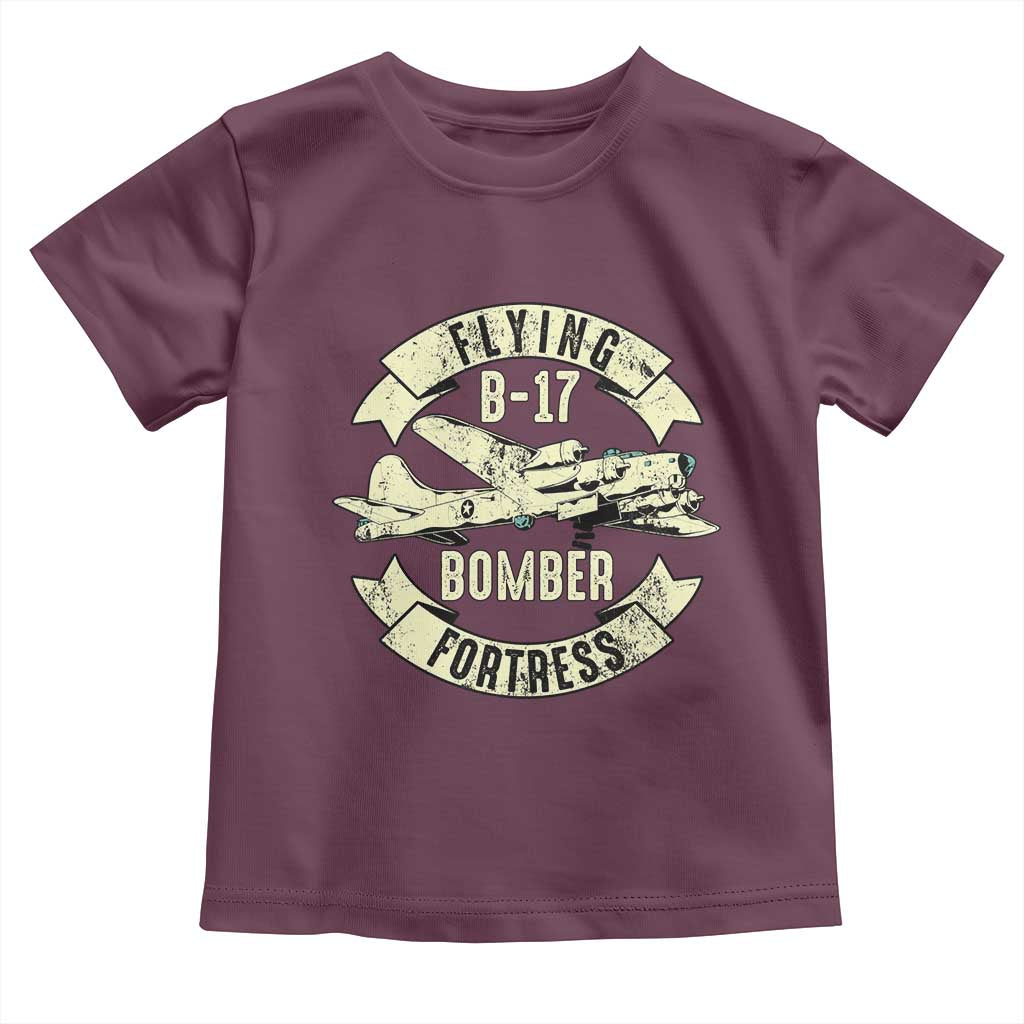 Vintage B-17 Bomber WW2 Aircraft Toddler T Shirt Plane Aviation Fighter Airplane Retro Grunge