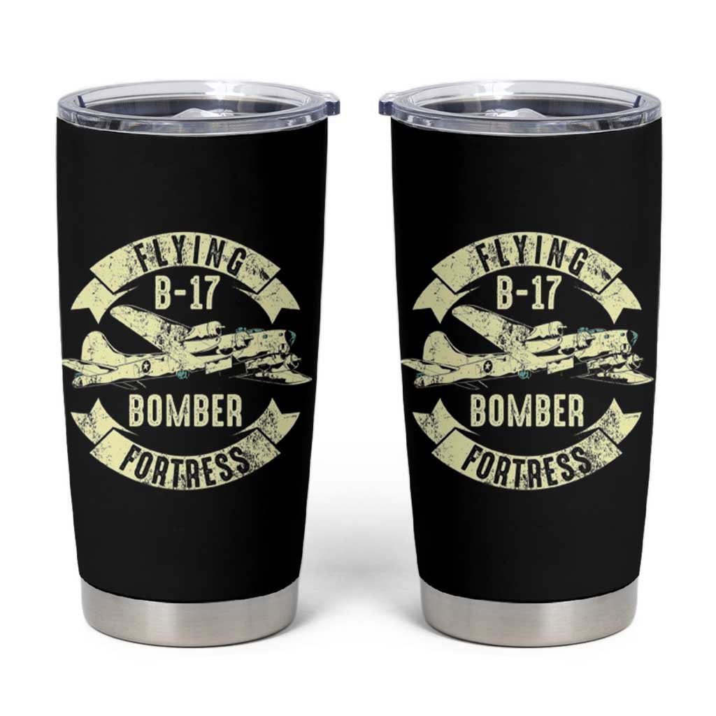 Vintage B-17 Bomber WW2 Aircraft Tumbler Cup Plane Aviation Fighter Airplane Retro Grunge