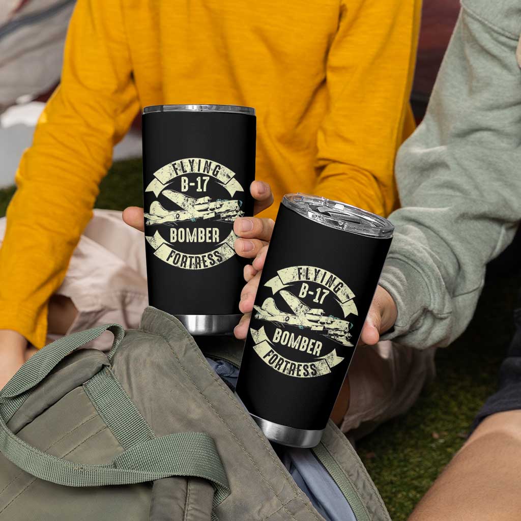 Vintage B-17 Bomber WW2 Aircraft Tumbler Cup Plane Aviation Fighter Airplane Retro Grunge