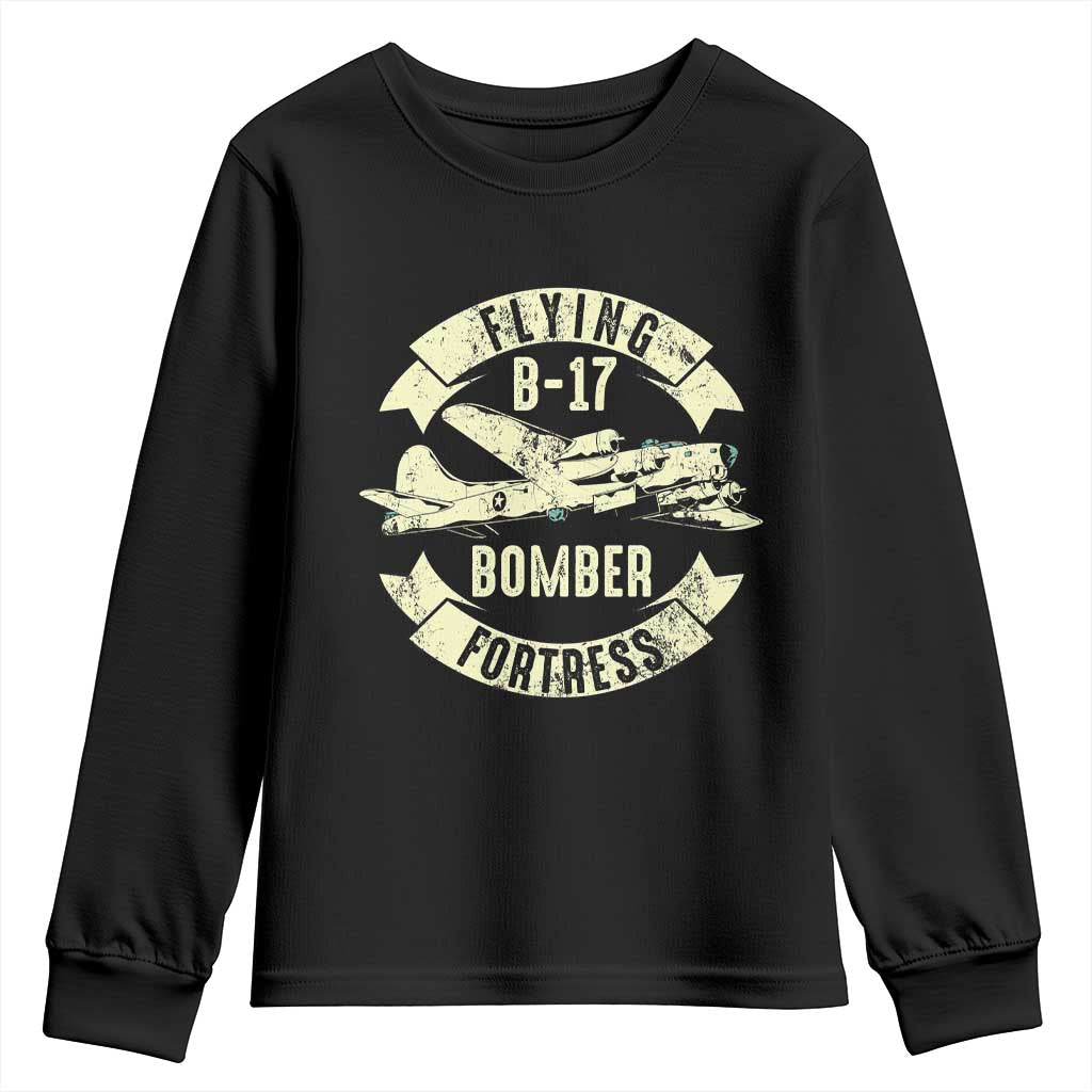Vintage B-17 Bomber WW2 Aircraft Youth Sweatshirt Plane Aviation Fighter Airplane Retro Grunge