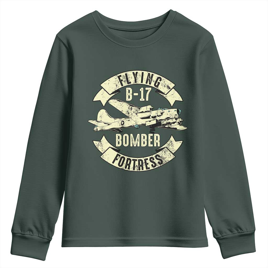 Vintage B-17 Bomber WW2 Aircraft Youth Sweatshirt Plane Aviation Fighter Airplane Retro Grunge