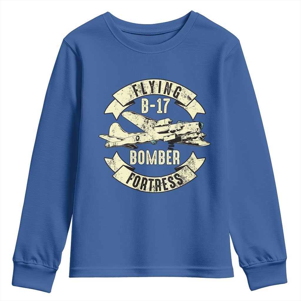 Vintage B-17 Bomber WW2 Aircraft Youth Sweatshirt Plane Aviation Fighter Airplane Retro Grunge